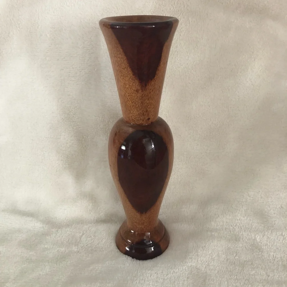 Glossy Wood Vase 8” Handmade Hand turned Artisan Decor